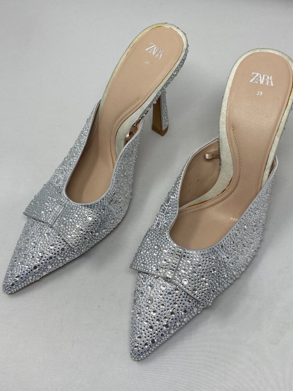 Zara Silver Sparkly Mules 39